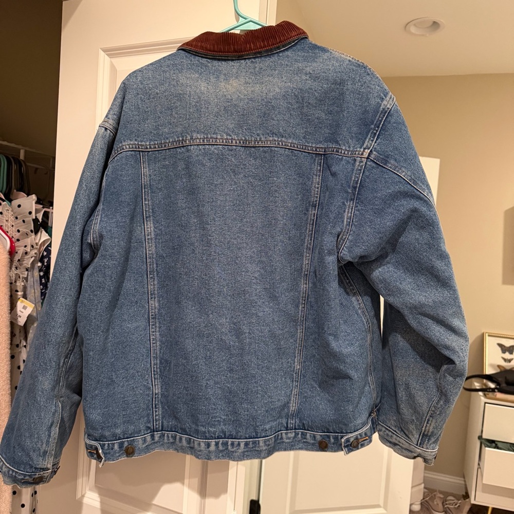 High Noon Vintage Denim Sherpa Lined Jacket with Corduroy Collar - Picture 9 of 9